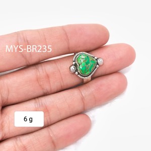 แหวนเงินแท้ 925 ดีไซน์รูปหัวใจ ทำด้วยมือ ประดับพลอยสีเขียวทองแดง ราคาขายส่ง ของขวัญวันวาเลนไทน์สำหรับเธอ - Product Image 1