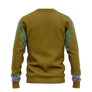 Sweat-shirt à col rond pour homme, couleur olive, avec motif éclaboussures de moutarde sur les manches, logo personnalisé, pull graphique, pour entraînement d'équipe, vêtements d'hiver en gros, OEM - Product Image 2