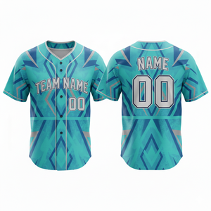 Camiseta de Béisbol Personalizada con Nombre del Equipo, Transpirable, de Secado Rápido, 100% Poliéster, Sublimada, con Cuello en V, Unisex, Manga Corta - Product Image 3