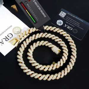 สร้อยคิวบันชุบทอง 14K ชุบโรเดียม ขนาด 9 มม. ประดับไพลิน สร้อยฮิปฮอป สำหรับทุกเพศ เหมาะสำหรับเป็นของขวัญ - Product Image 4