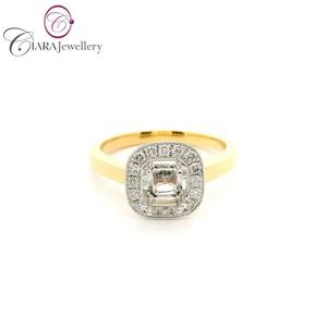 Directo de fábrica clásico 18K Au750 oro blanco sólido Milgrain Halo banda de oro amarillo 4,75X4,5mm anillo de cojín montaje bodas - Product Image 1