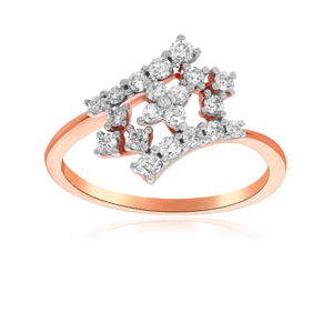 Sparkling Rose Gold Diamond Ring Open Bypass Design with Pave Diamonds Elegant Statement Jewelry Gift <b>Box</b> Included - Product Image 3