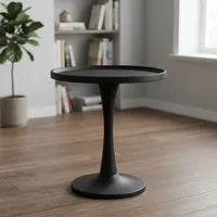Table basse ronde noire moderne, design minimaliste, meubles de salon, facile à nettoyer, table d'appoint élégante