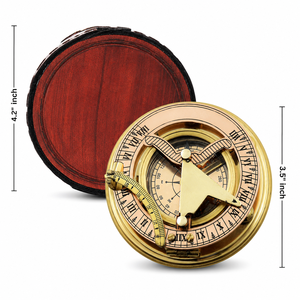 Brass Nautical Sundial Compass <b>Multi</b> Function Analog Dial Handheld Navigation <b>Tool</b> Tabletop Display for <b>Camping</b> Travel - Product Image 2