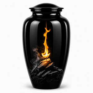 Urne funéraire commémorative de luxe premium en émail, avec autocollant décoratif Lune et Lanterne, pour adultes - Product Image 4