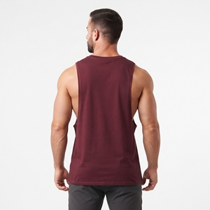High Quality Men's Bodybuilding Tank <b>Top</b> <b>Maroon</b> Drop Armhole Sleeveless Gym Muscle Vest Fitness Workout Athletic Wear - Product Image 6