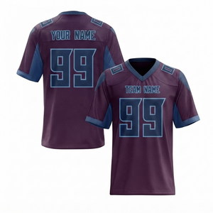 เสื้อฟุตบอลอเมริกันแบบกำหนดเอง สีเข้ม พิมพ์ลายแบบ Sublimation ผ้าโพลีเอสเตอร์ ระบายอากาศ แห้งเร็ว ไซส์ใหญ่ ใส่ได้ทั้งชายและหญิง แบบสั้น สำหรับเล่นกีฬา - Product Image 1