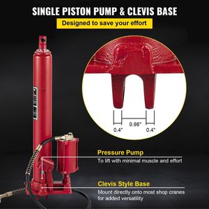 8 tonnellate/17363 libbre di capacità idraulica/pneumatica manuale di selezione a pistone singolo pompa a Base di Clevis per Garage/gru per negozi sollevatore motore - Product Image 5