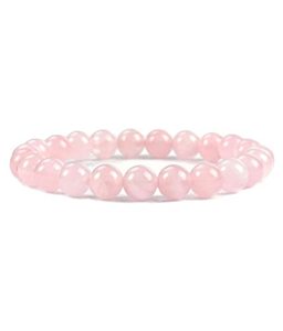 Pulsera redonda de cuentas de piedra de cuarzo rosa Feng Shui hecha a mano para hombres y mujeres, tamaño 8-10 mm, joyería de moda, energía - Product Image 5