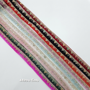 ริบบิ้นลูกไม้ปักเลื่อมหลากสี ขนาด 1 นิ้ว ลายดอกไม้ สำหรับตกแต่งเสื้อผ้าและเครื่องประดับ เป็นมิตรต่อสิ่งแวดล้อม - Product Image 1