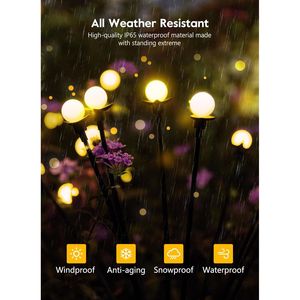 Confezione da 4 48 luci da giardino solari a LED 2 lucciole in modalità di illuminazione con vento caldo bianco oscilla e illuminazione esterna impermeabile - Product Image 1