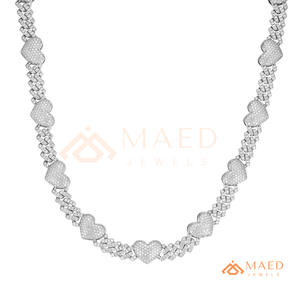 <b>Silver</b> Heart Link Moissanite <b>Necklace</b> Luxury Iced Out Heart Chain Statement Fashion Jewelry <b>For</b> Women <b>Men</b> Gift - Product Image 6