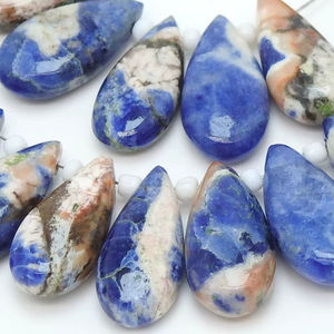 Sodalita en forma de lágrima, ágata en forma de lágrima, multicolor, pulida y lisa para la fabricación de joyas, suministros al por mayor, piedra natural - Product Image 6