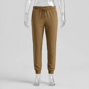 Pantalon de jogging kaki pour homme, cordon élastique, décontracté, respirant, mi-lourd, tricoté, poches latérales, pour l'automne, 100 % coton - Product Image 2
