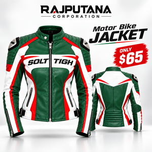 Chaqueta de Motocicleta de Cuero Genuino para Mujer, Diseño Color Block, Cuello Alto, Cierre de Cremallera, Chaqueta de Motociclista - Product Image 1