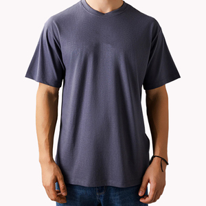 T-shirt décontracté pour homme à manches courtes, 100 % coton, 260 grammes, style vintage imprimé à épaules tombantes, tricoté - Product Image 1