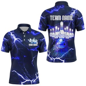 Wholesale High Quality Polyester/Cotton Sporty Style <b>Bowling</b> for Shirt with Knitted Fabric Custom Colors Logo Printing for Men - Product Image 1