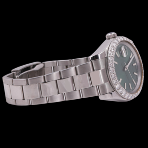 Reloj de Pulsera de Lujo para Hombre, Diseño Personalizado, con Diamante Redondo de Moissanita Original, Bisel con Incrustaciones, Esfera Verde, Acero Inoxidable - Product Image 3