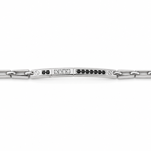 925 Sterling <b>Silver</b> Black and White Cubic Zirconia Bracelet High Polish Minimalist Link Chain <b>Mens</b> Unisex Modern for Wedding Par - Product Image 1