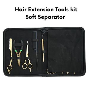Kit d'outils pour extensions capillaires : Pince à sertir à trois trous, Aiguilles à boucle, Pinces de sectionnement, Ciseaux, Rasoir, Peigne à queue, Pinces bec de canard - Product Image 5