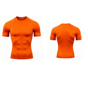 T-shirt de compression extensible pour hommes, séchage rapide, pour la gym, le fitness, la course, l'entraînement sportif, couche de base athlétique, personnalisable OEM, vente en gros - Product Image 1