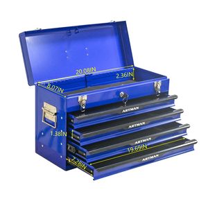 20-Inch Steel Portable Tool <b>Box</b> <b>with</b> <b>Lock</b> Closure Metal Drawers and Powder Coating Organizer for Tool Storage - Product Image 4