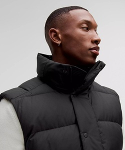 Gilet matelassé à capuche noir pour homme avec fermeture éclair, coupe-vent, épais, décontracté, pour l'hiver, coupe régulière, couleur unie, en polyester - Product Image 5