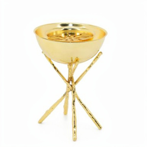 Steel Metal Gold Plated Legs <b>Tripod</b> Glossy Burner Mabkhara Charcoal Oud Incense Burner Home Decorations - Product Image 1