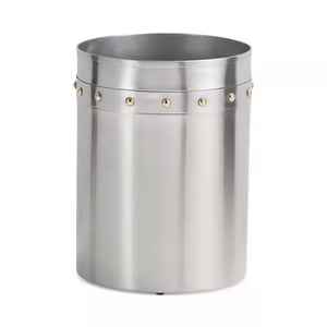Trash Can Stainless Steel Cylindrical Paper Basket Open Top Minimalist Style Indoor Household Waste <b>Bin</b> For <b>Office</b> - Product Image 1