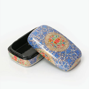 Boîte à bijoux en papier mâché peinte à la main de style vintage, boîte de rangement en papier artisanale, boîte cadeau florale - Product Image 2