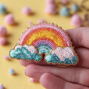 Broche artístico bordado a mano con parche, aro de bordado, bordado a mano detallado y puntada colorida - Product Image 1