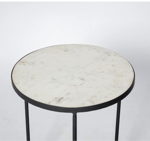 Table d'appoint ronde en marbre noir avec plateau en fer pour salon, chambre à coucher, canapé, table de chevet, meubles modernes de haute qualité - Product Image 4