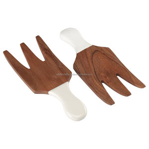 High Quality Handmade Eco-friendly 2-<b>Pc</b> Salad Server <b>Set</b> Natural Wooden Tableware Artistic Kitchen Craft with Metal Material - Product Image 2