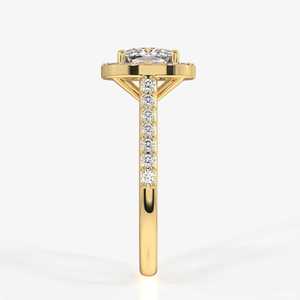 Anillo de compromiso con halo de diamantes de corte mixto y banda pavé para mujer, de plata, ideal para regalo y fiesta de cumpleaños, venta al por mayor. - Product Image 3