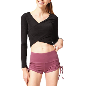 Wholesale Price Custom Logo Breathable Canvas Women's <b>Booty</b> Shorts Mid Waist Workout Gym Running Yoga Short - Product Image 3