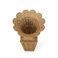 Vas Meja Bundar Dekoratif Bambu Rotan Art Deco untuk Pernikahan, Transparan, Ramah Lingkungan, Anyaman Tangan Alami, Dekorasi Rumah VN