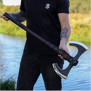 Hache viking à double lame sur mesure OEM, robuste, pour le camping, la survie en milieu sauvage, l'arme de cosplay médiévale, 4Cr13 - Product Image 1