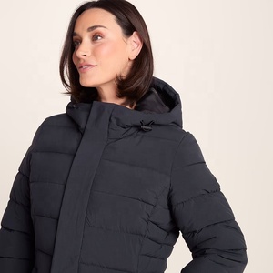 Doudoune mi-longue à capuche légère pour femme, manteau d'hiver matelassé coupe-vent avec fermeture éclair, veste longue matelassée pour femme - Product Image 5