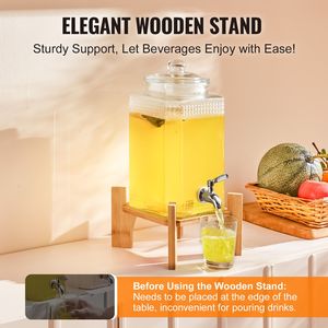 Dispenser per Bevande da 2 Pezzi, 1.5 Galloni, con Rubinetto in Acciaio Inossidabile e Supporto in Vetro per Succhi, Ideale per Feste, Nuovo, Capacità 5L - Product Image 6