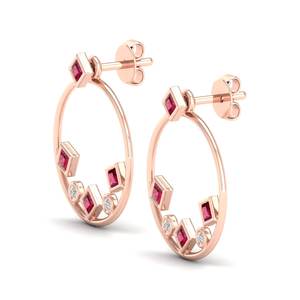 Boucles d'oreilles REYES, nouveau design, or massif 14 carats, moissanite certifiée GRA, à visser, taille princesse, 0,24 carat, pierres précieuses rubis - Product Image 3