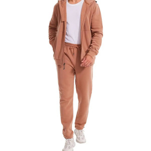 Unisex Casual Tracksuit Set Solid Color Full <b>Zip</b> <b>Hooded</b> Sweatshirt With Side Pockets Polyester Joggers Autumn Wear - Product Image 2