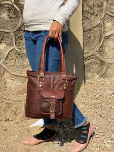 ธรรมชาติวินเทจแพะหนังแฮนด์เมดสีน้ำตาล Tote กระเป๋าถือกระเป๋าช้อปปิ้ง - Product Image 2