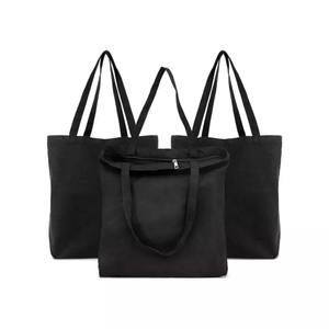 2026 Eco-Friendly <b>Recycled</b> Reusable Plain <b>Tote</b> <b>Bag</b> Zipper Custom Logo Printed Canvas Material Cotton Supermarket Shopping Gifts - Product Image 4