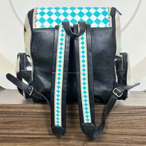 Sac à langer en cuir véritable à carreaux turquoise personnalisé 2025 avec sac de voyage tendance Ensemble assorti mignon en deux pièces - Product Image 5