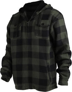 Wholesale ARTIZ INTERNATIONAL Letterman <b>Flannel</b> <b>Jacket</b> Durable Windproof Eco-Friendly Hooded Nylon/Cotton Front Logo <b>Men's</b> - Product Image 1