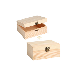 Boîte à bijoux en bois naturel artisanale avec couvercle, design rectangulaire classique personnalisé, organisateur de rangement à charnières pour usage domestique - Product Image 4