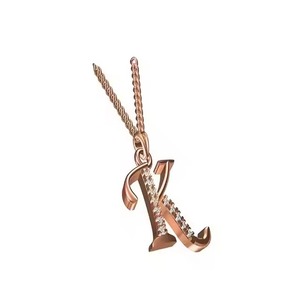 Pendentif de luxe en argent 925 avec lettre K en forme de rose et sertissage en moissanite, breloque classique à thème, unisexe, pour usage quotidien - Product Image 3