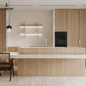 Juego de armario de cocina de diseño europeo moderno JY Vietnam, encimera de madera y mármol, precio competitivo, incluye accesorios deslizantes para cajones - Product Image 2