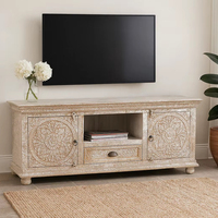 Meja TV Kayu Solid Modern Mewah dengan Laci Premium Ramah Lingkungan Tahan Lama Ukiran yang Dapat Disesuaikan untuk Kamar Tidur Ruang Tamu