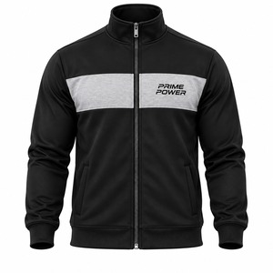 Conjunto Deportivo Negro para Hombre, Chaqueta con Cierre Completo y Cuello Alto, Pantalones Jogger Ajustados, Logotipo Personalizado, Ropa Deportiva al por Mayor, Proveedor OEM - Product Image 3